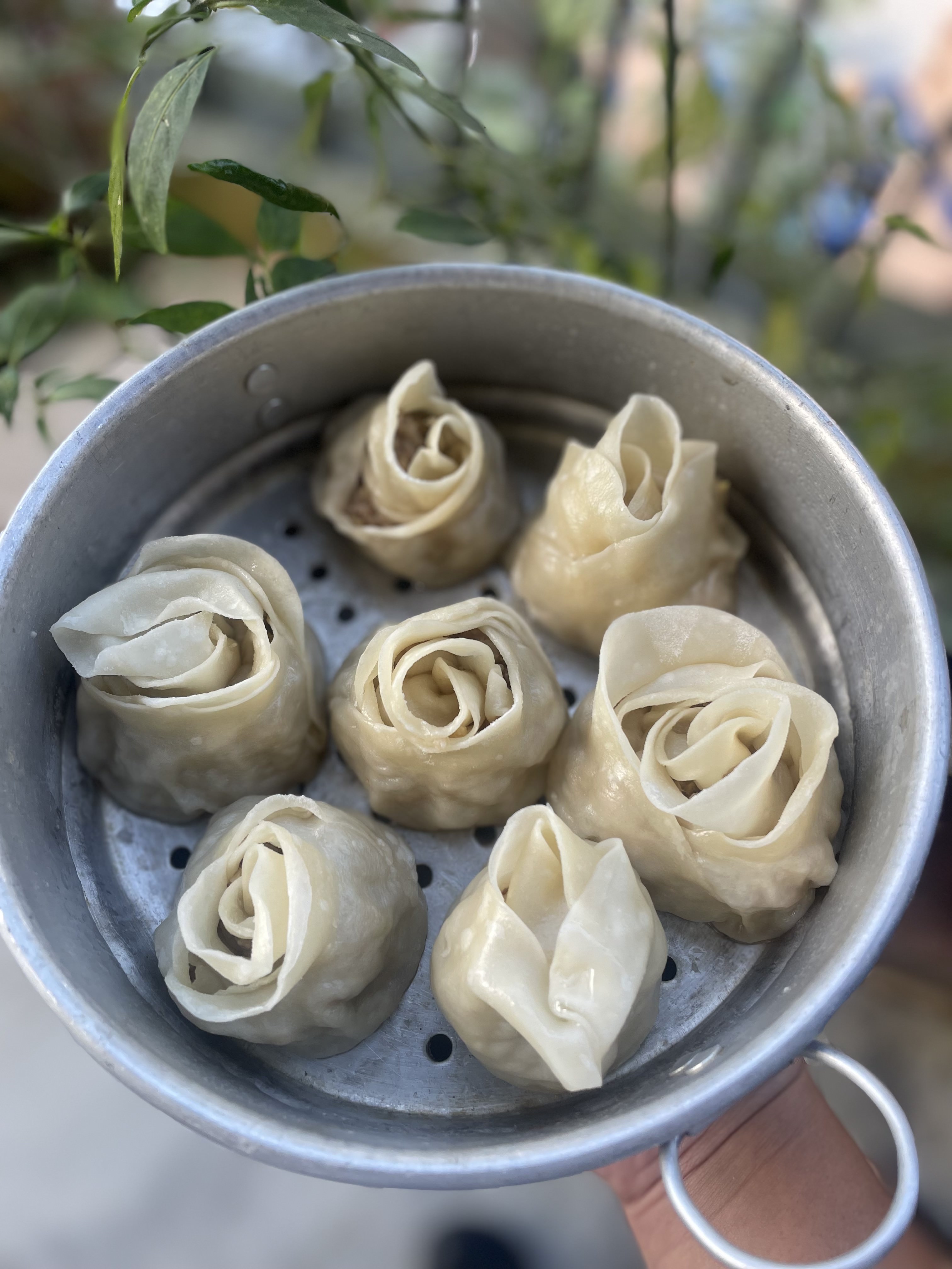 Artistic rose-shaped dumplings